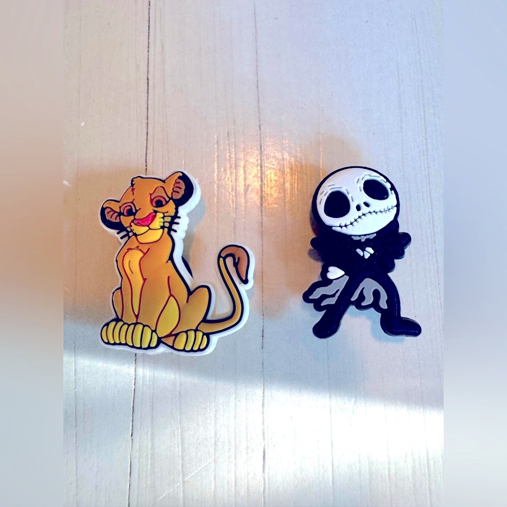 Disney Croc Charms - 2 Pieces Croc Shoe Accessories Simba/Jack Skelington